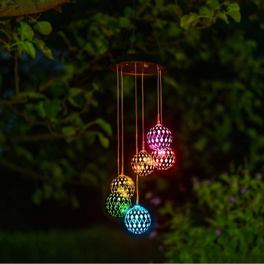 Solar LED Color Changing Metal Orb Wind Chime Mobile (1, 2 or 3 Pack)