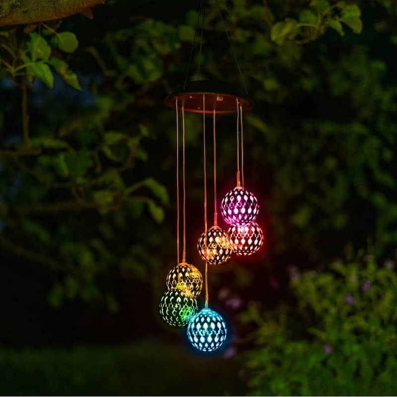 Solar LED Color Changing Metal Orb Wind Chime Mobile (1, 2 or 3 Pack)