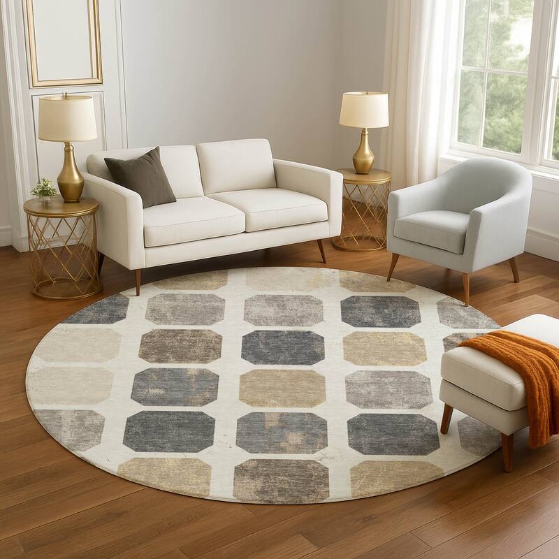 Premium Washable Super Soft Casual Contemporary Mayfield Rug - Ivory - 8' x 8'