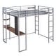 preview thumbnail 4 of 12, Full Size Metal Loft Bed with Desk & Shelves - Durable & Stylish