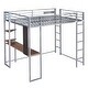 preview thumbnail 13 of 23, Full Size Metal Loft Bed with Shelves and Desk - Efficient Use of Space and Study Area Integration