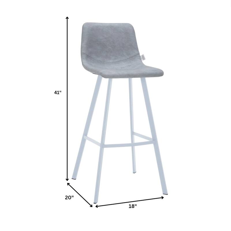 Leather 41" Counter Height Bar Stool with Stainless Steel Legs and Footrest