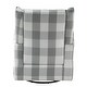preview thumbnail 3 of 5, Grey and White Checkerboard Pattern Rolled Arm Swivel Chair with Glider - Classic Elegance