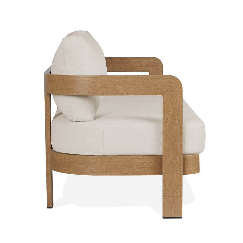 Arlo 73" Metal Outdoor Sofa in Weathered Lakewood With Cushions by Real Flame