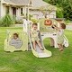 preview thumbnail 24 of 28, 10 in 1 Toddler Slide, Baby Climber Slide Indoor Playground with Bus Theme Playhouse, Basketball Hoop, Telescope, Soccer