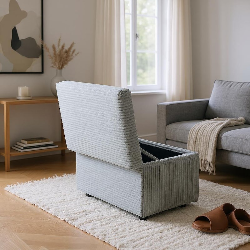 Fabric Storage Ottoman with Hidden Compartment