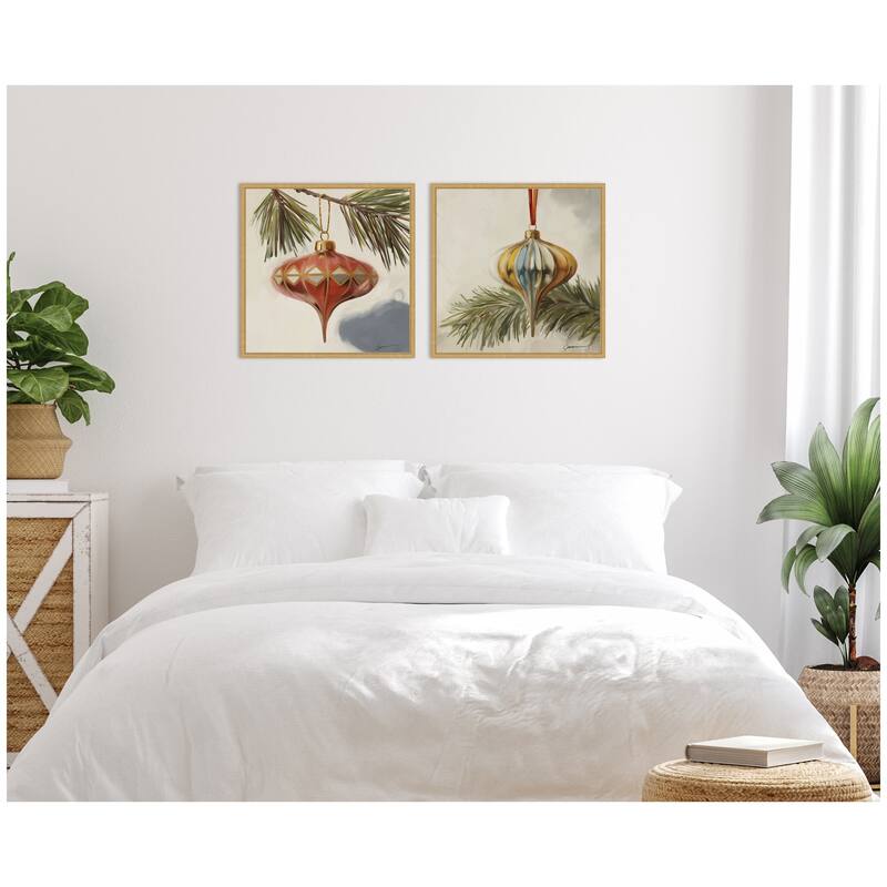 Kate and Laurel Nostalgic Holiday 2 Piece Framed Canvas Wall Art Set by Mary Sparrow