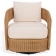 preview thumbnail 1 of 9, SAFAVIEH Couture Leanna Rattan Swivel Chair - 31"W x 30"D x 29"H Natural/White