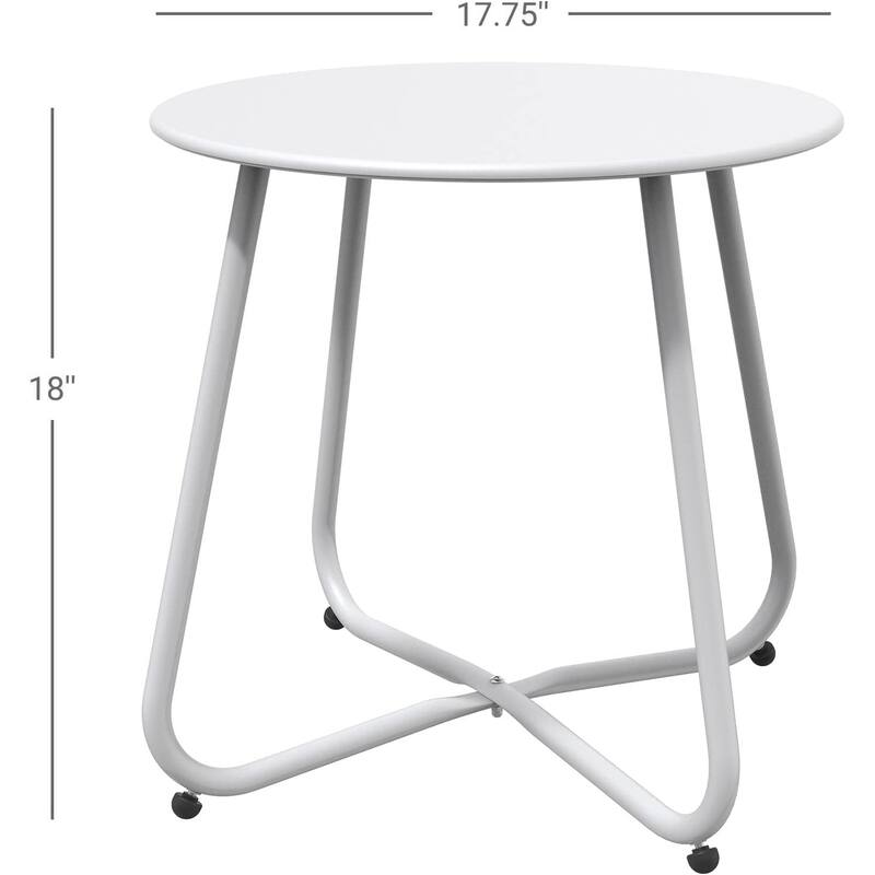 E-Coated Steel Side Table, Weather- Resistant Outdoor 18” Round End Table Accent Table for Bistro Balcony Apartment