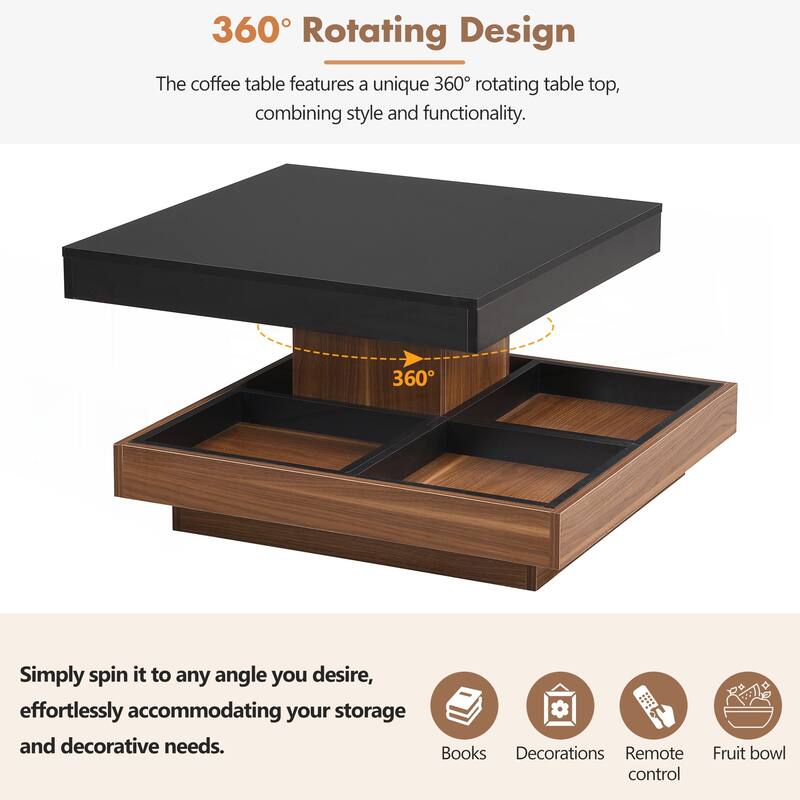 Modern Square 360 Degree Rotating Coffee Table