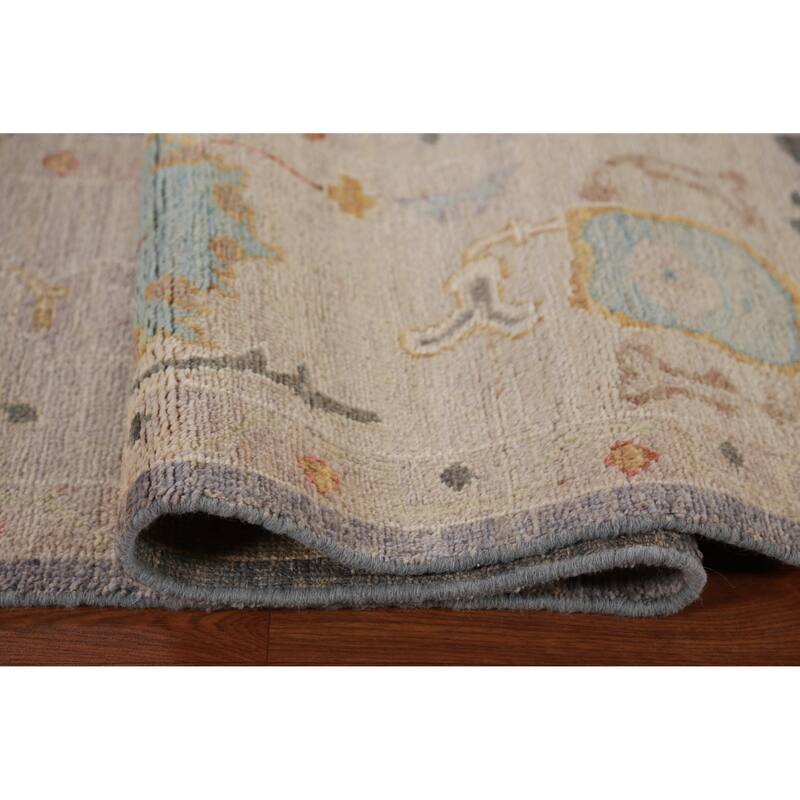 Hand Knotted Oriental 100% Wool Carpet Transitional All-Over Purples Oushak Area Rug - 9' 8'' X 8' 3''