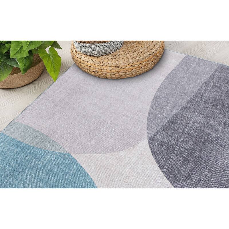 Contemporary Geometric Machine Washable Area Rug