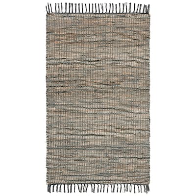 SAFAVIEH Hallie Handmade Leather Boho Stripe Area Rug