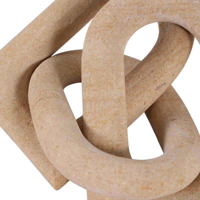 Marble Decorative Object Carved Chain Sculpture Home Decor - 13", Tan - 13.0"