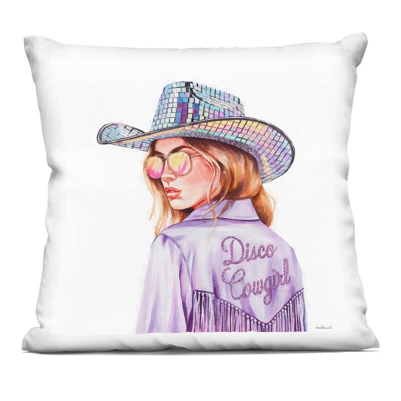 Stupell Purple Disco Cowgirl Decorative Printed Throw Pillow Design by Amanda Greenwood - Accent - Polyester - Pink - Single