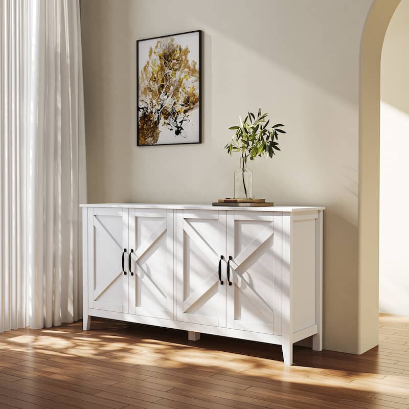 Cabinet with 4 Doors and 4 open shelgves,Freestanding Sideboard Storage Cabinet