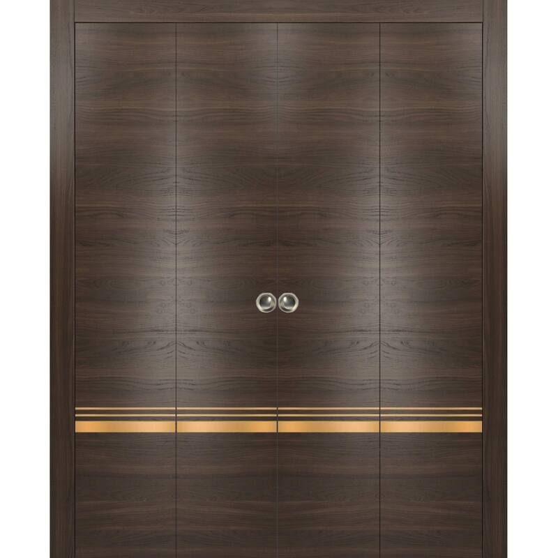 Double Bi-fold Doors Planum 2010 Chocolate Ash with Sturdy Tracks - Grey - 96" x 84" (4* 24x84)