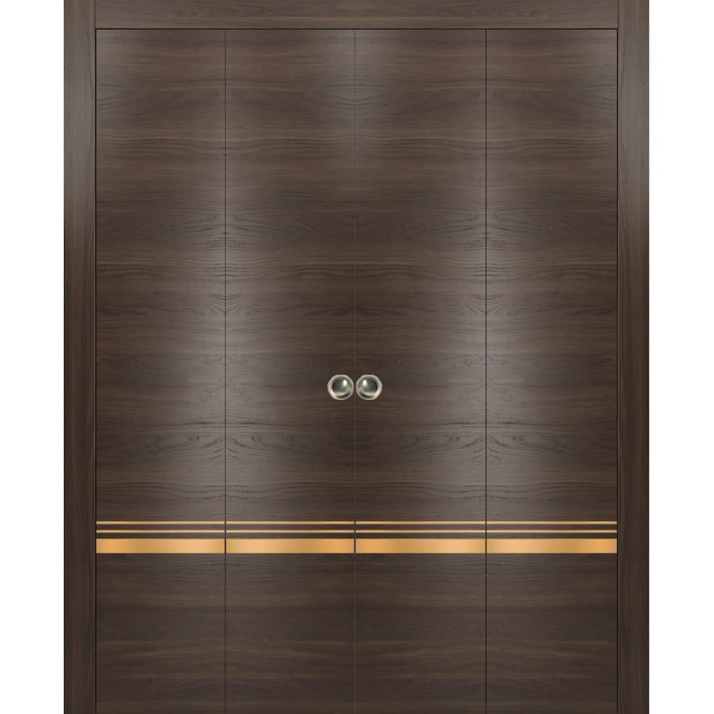 Double Bi-fold Doors Planum 2010 Chocolate Ash with Sturdy Tracks