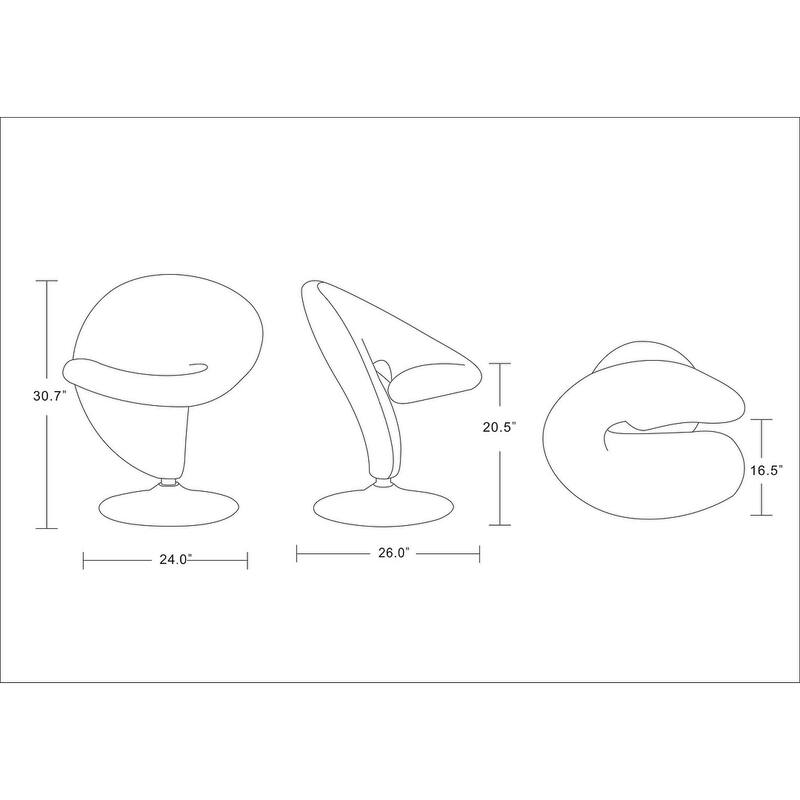 Curl Swivel Accent Chair Set of 8 in Multi Colors of Red, Orange, Yellow, White, Grey, Blue, Red, and Purple