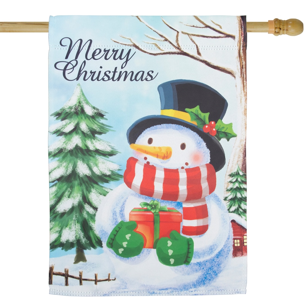 Merry Christmas and Snowman Outdoor House Flag 28" x 40"