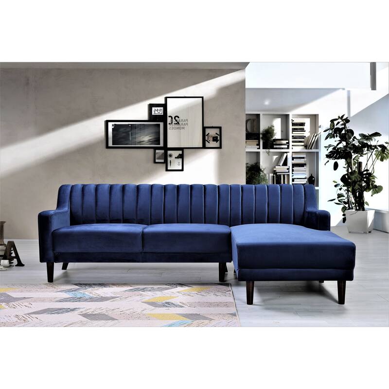Steve Velvet Sectional Right-facing - Blue