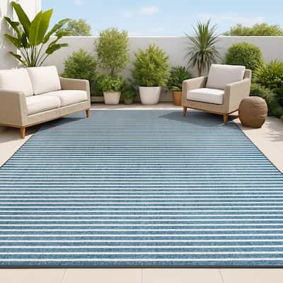JONATHAN Y Maribo Minimalist Scandi Striped Navy/ivory Area Rug