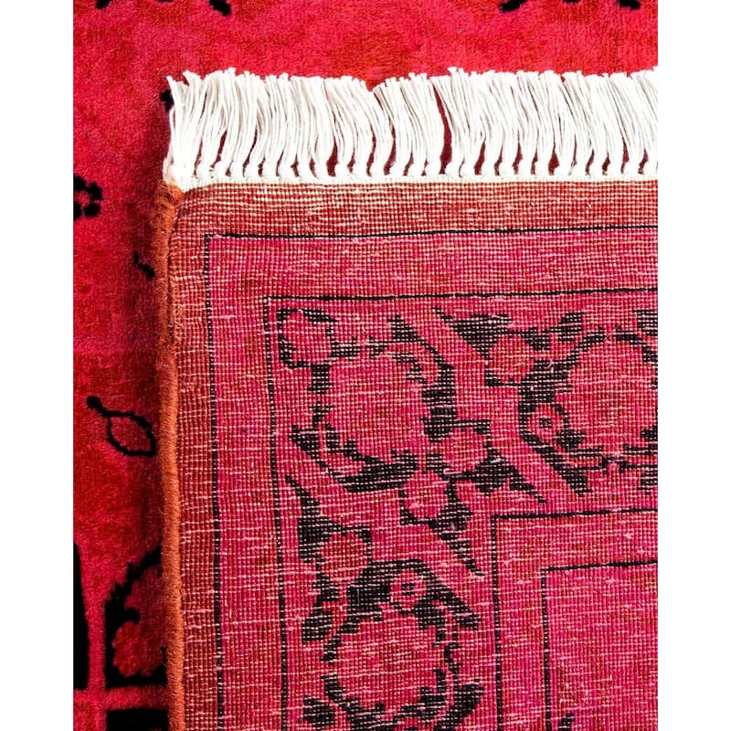 Overton Hand Knotted Wool Vintage Inspired Modern Contemporary Overdyed Pink Area Rug - 3' 2" x 5' 3"
