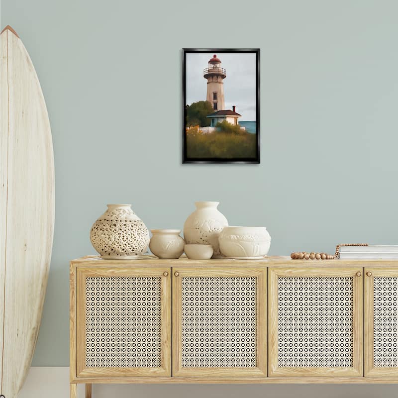Stupell Scenic Summer Lighthouse View Framed Floater Canvas Wall Art Design By Elizabeth Medley