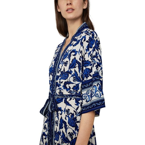 BCBGMAXAZRI Women's Floral Print Wrap Blue Size X-Small - Bed Bath & Beyond  - 40579779