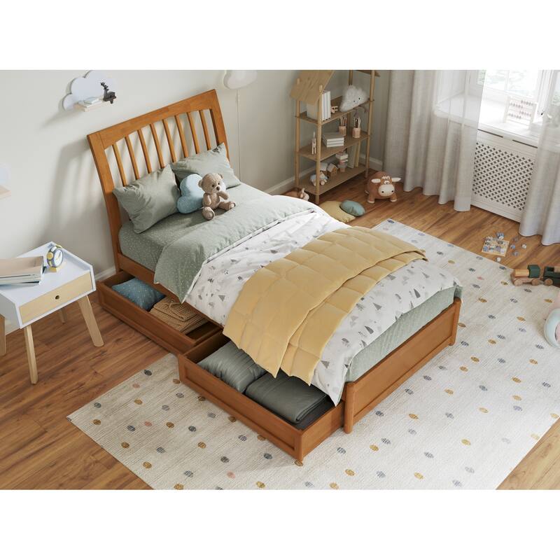 Roslyn Platform Bed with Panel Footboard and Storage Drawers