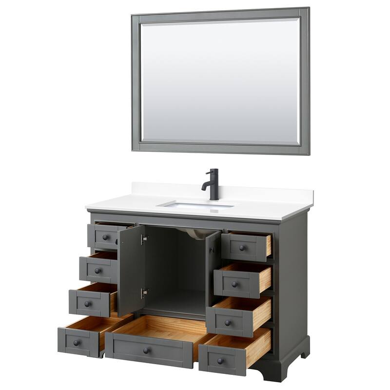 Deborah 48-inch Single Vanity, Cultured Marble Top, 46-inch Mirror