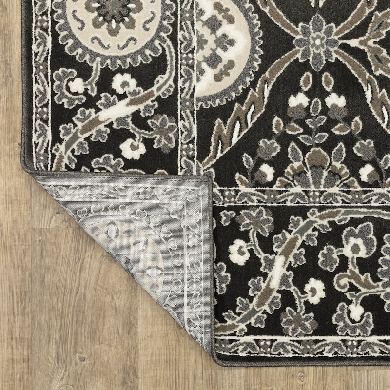 Style Haven Ripley Traditional Charcoal/ Grey Mixed Pile Area Rug
