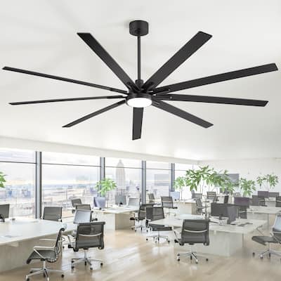 Large 84" Integrated LED Ceiling Fan with Light and Remote(9 Reversible Blades)