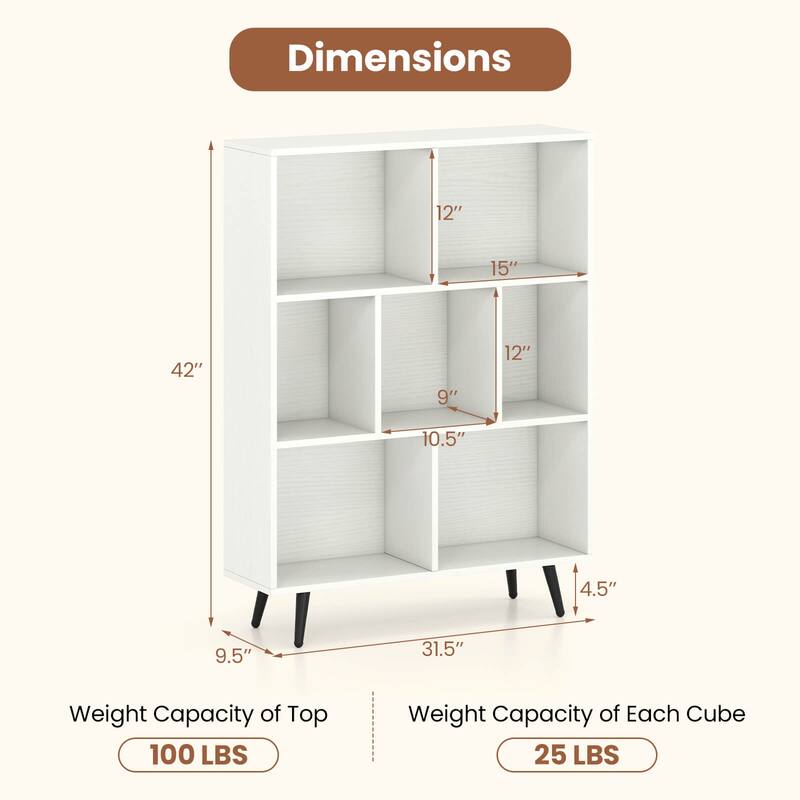 Costway 7/8/10/10 Cube 31.5"/39.5"/47"/55" Bookcase with 4/5 Metal