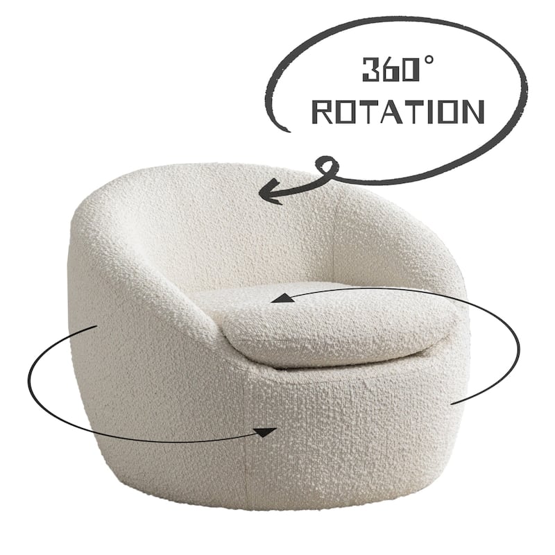 Modern Teddy Boucle Fabric Swivel Barrel Accent Chair, Set of 1