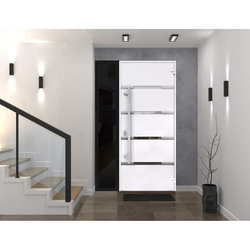Front Prehung Steel Door 1105 Black Enamel Stainless Inserts W36xH80 Lh I