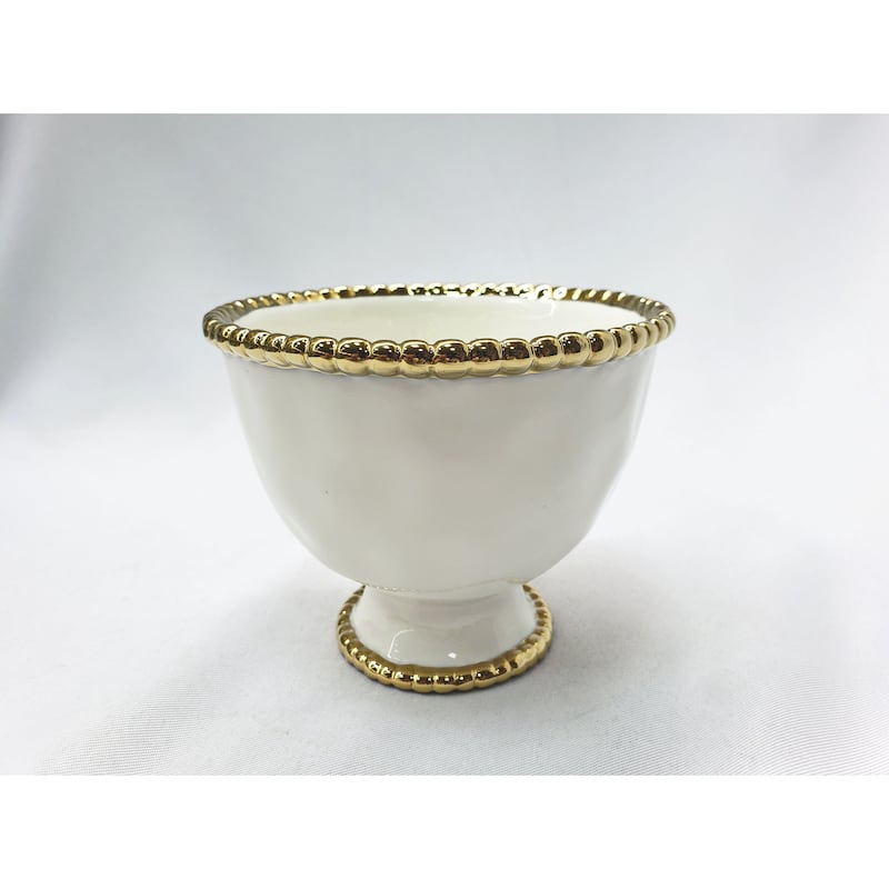 5" Ceramic Bead Round Footed Bowl