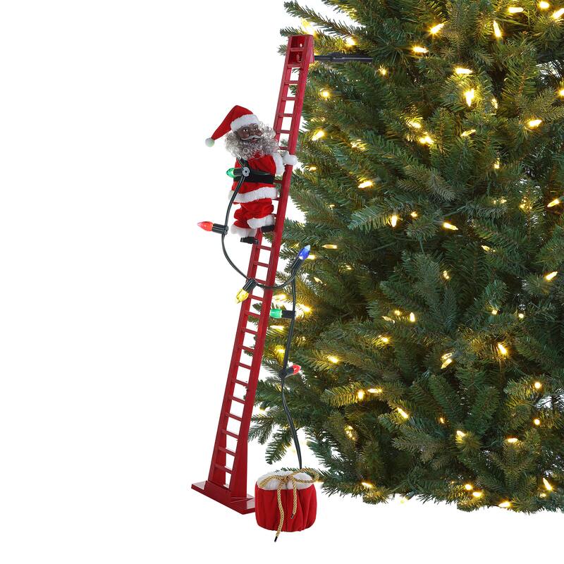 43" Animated Super Climbing Sculpted Black Santa