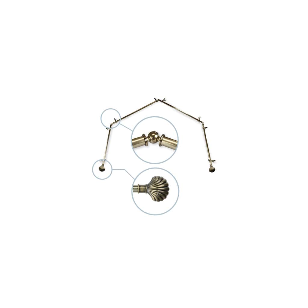 Mediterranean Curtain Rods & Hardware Set - Telescoping Rods 20-72 Inch, Antique Brass Finials - M