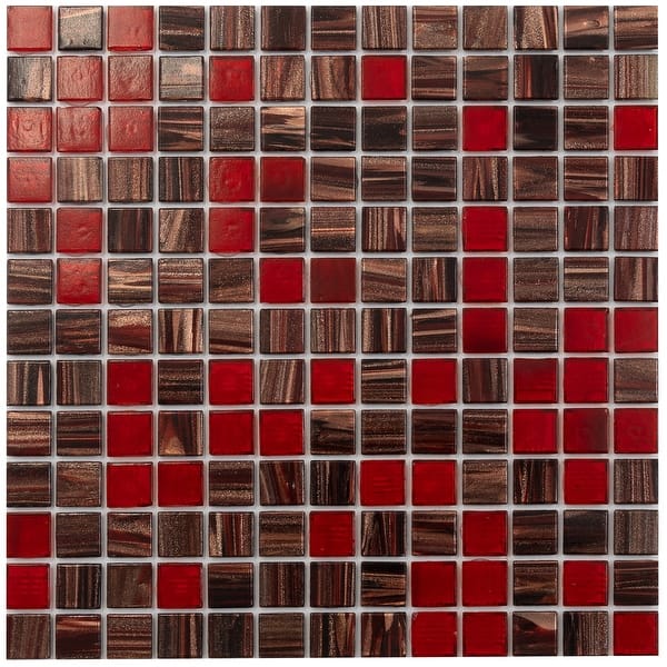 slide 2 of 4, Apollo tile 12" x 12" Mingles Glossy Berry Red Glass Tile (20 sq ft/case) - 20 Pack