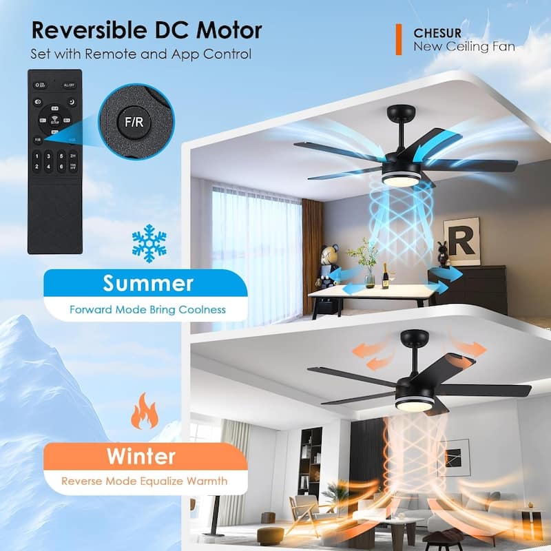 46" Indoor and Outdoor Ceiling Fan with Light Modern Ceiling Fan ,Remote and APP Conrol