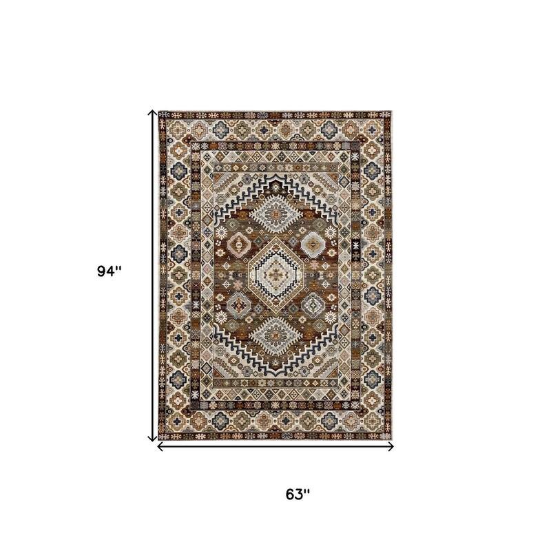 HomeRoots Oriental Modern Rectangle Area Rug - 5' X 8'