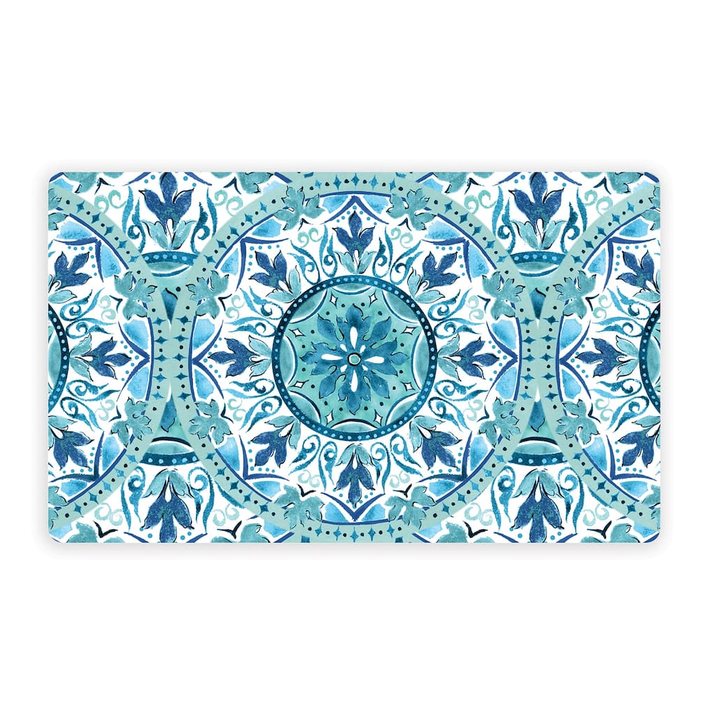 Abode Homewares Gibraltar Melamine Pet Feeding Placemat - 19" x 11.5" - Teal - Set of 2