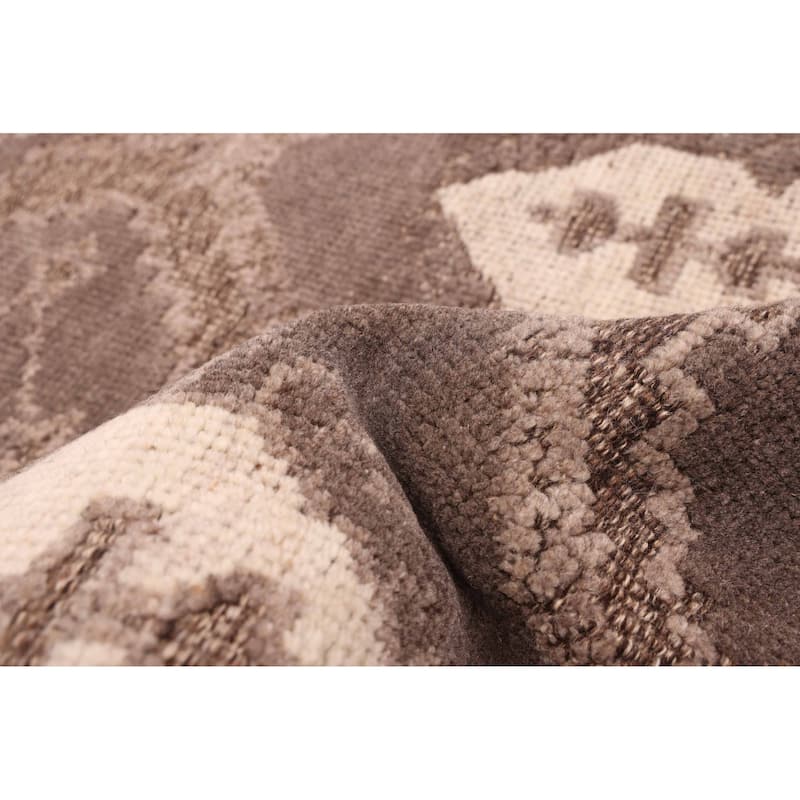 ECARPETGALLERY Hand-knotted Tangier Dark Brown Wool Rug - 5'1 x 8'5