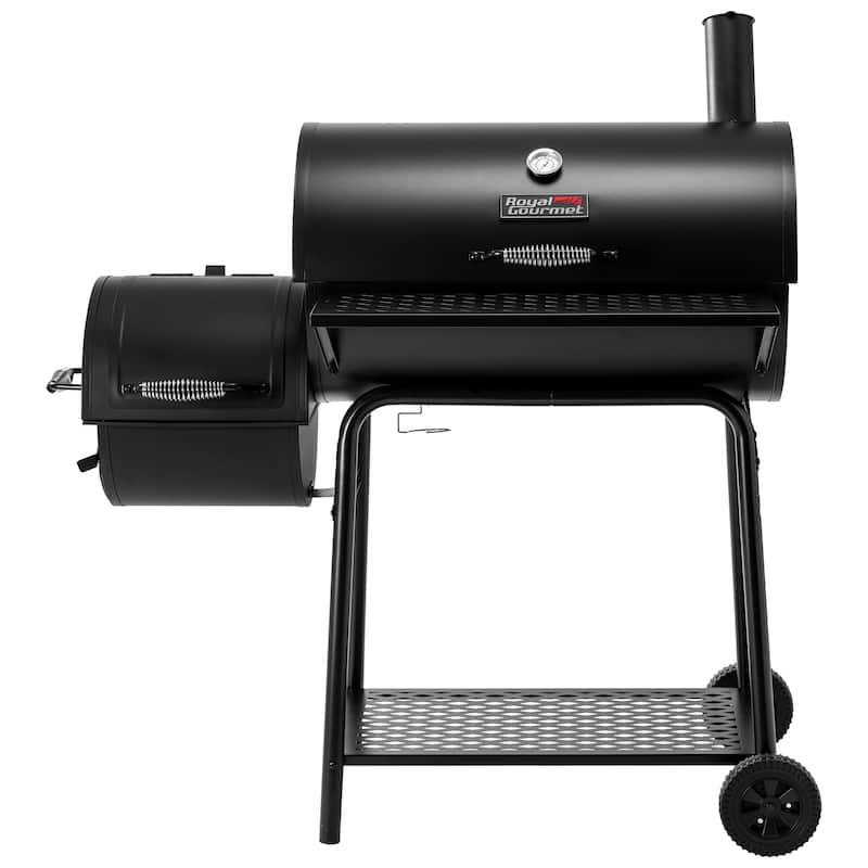 Royal Gourmet CC1830FB Charcoal Grill with Offset Smoker, 811 Square Inches Barrel Smoker, for Backyard Cooking, Black - Assembly Required