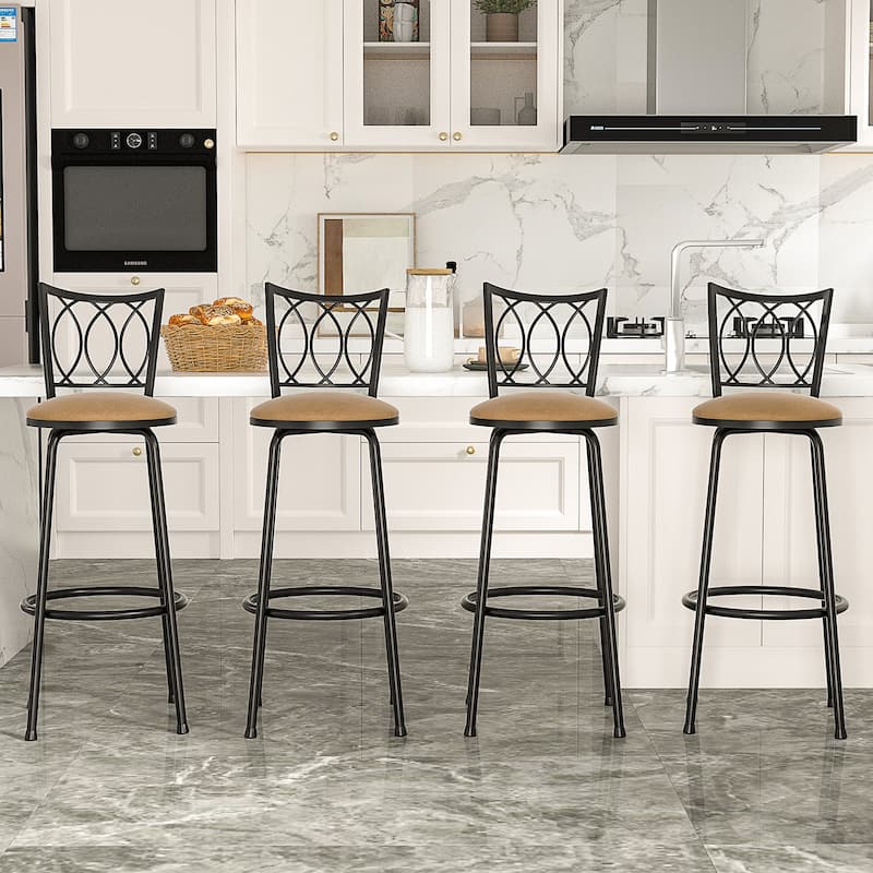 Javlergo Set of 2 Bar Stools Adjustable-Height Swivel Seat Counter Stools
