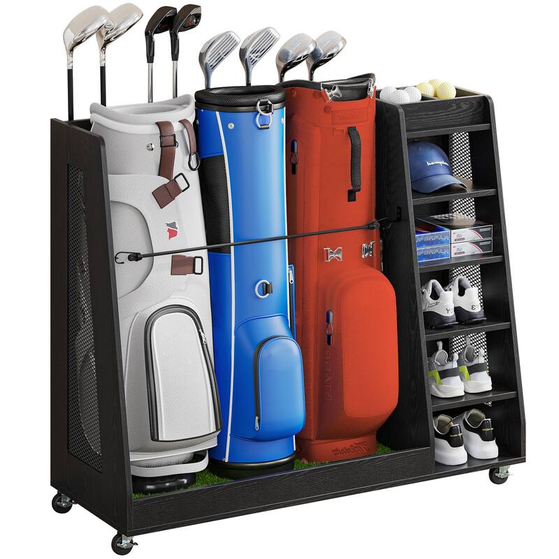 Moasis 47.2" Wide Golf Storage Garage Organizer Sport Balls Storage Rack with Wheels