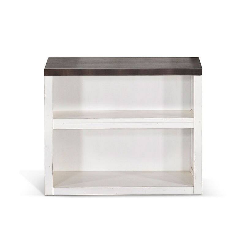 Zena 30 Inch Small Bookcase, 2 Shelves, 2 Tone in Brown, White Veneer