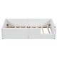 preview thumbnail 12 of 10, Twin Size Upholstered Platform Bed with Guardrail, Comfortable Design Kids Bed Frame with Charging Station for Bedroom, White