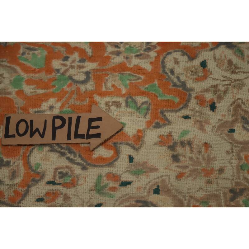 Hand Knotted Oriental 100% Wool Carpet Traditional Floral Oranges & Rust Tabriz Area Rug - 11' 1'' X 8' 1''